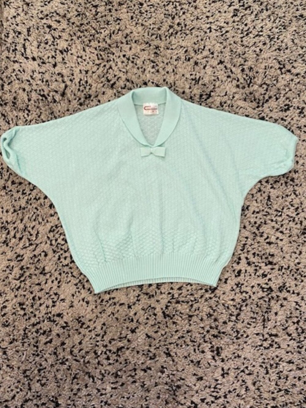 Vintage 1950's Mint Green Sweater Excelsior Dolman Bow Knit Perfect Condition